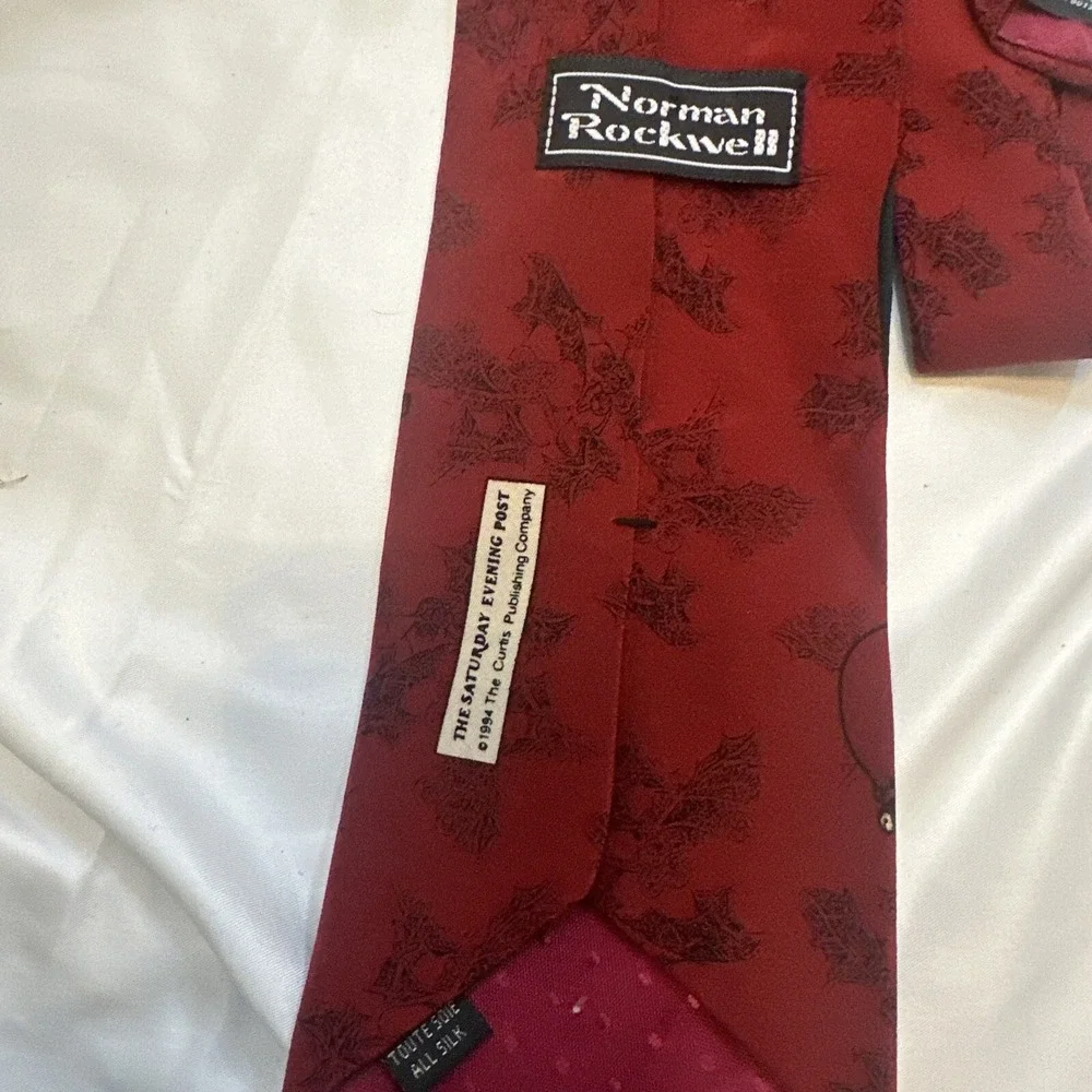 Vintage Norman Rockwell‎ 1994 Christmas Tie With Santa Consulting Globe